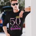 It's My 50Th Birthday Queen Tiara Shoes 50 Yrs Old Bday Long Sleeve T-Shirt Gifts for Him