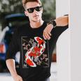 Japanese Koi Carp Fish Nishikigoi Aesthetic Cherry Blossom Long Sleeve T-Shirt Gifts for Him
