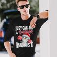 Just Call A Christmas Beast With Cute Penguin And Ornaments Long Sleeve T-Shirt Gifts for Him