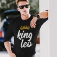 King Leo Crown Zodiac Sign Birthday Long Sleeve T-Shirt Gifts for Him