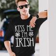 Kiss Me I'm Irish Saint Patrick's Day Long Sleeve T-Shirt Gifts for Him