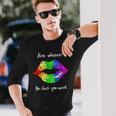 Kiss Whoever The Fuck You Want Vintage Lgbt Rainbow Long Sleeve T-Shirt Gifts for Him