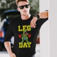 Leg Day Dinosaur Weight Lifter Barbell Training Squat Long Sleeve T-Shirt Gifts for Him