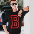 Letter B Large And Bold Outline In Red Long Sleeve T-Shirt Gifts for Him