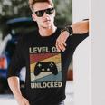 Level 8 Unlocked Video Gamer 8Th Birthday Vintage Long Sleeve T-Shirt Gifts for Him
