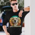 Life Is Golden Retro Vintage Dog Owner Canine Lover Long Sleeve T-Shirt Gifts for Him