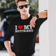 I Love My Boyfriend Pocket Graphic Matching Couples Long Sleeve T-Shirt Gifts for Him