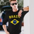 I Love Brazil Minimalist Brazilian Flag Long Sleeve T-Shirt Gifts for Him