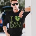 I Love Heart Planet Earth GlobeLong Sleeve T-Shirt Gifts for Him