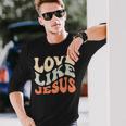 Love Like Jesus Retro Vintage Colours Langarmshirts Geschenke für Ihn