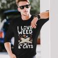 I Love Weed & Cats Cannabis Marijuana Pot Smoker Reefer Long Sleeve T-Shirt Gifts for Him