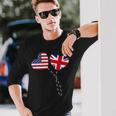 Loving Usa United Kingdom Flag Heart British Americans Love Long Sleeve T-Shirt Gifts for Him