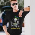 Mardi Gras Skeleton Beads Bling Outfit Women Long Sleeve T-Shirt Gifts for Him