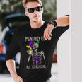 Mentally Ill But Totally Chill Mardi Gras Skeleton Coffee Long Sleeve T-Shirt Gifts for Him