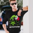 Mistlestoned Weed Leaf Cannabis Marijuana Ugly Christmas Long Sleeve T-Shirt Gifts for Him