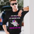 Was Mit Menschen Machen Unicorn Saying Langarmshirts Geschenke für Ihn