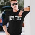 New York Ny New York Usa Vintage Sports Varsity Style Long Sleeve T-Shirt Gifts for Him