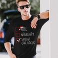 Nice Naughty Sprint Car Racer Christmas List Santa Claus Long Sleeve T-Shirt Gifts for Him