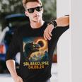 North AmericaRex Dinosaur Glasses Solar Eclipse 4 08 24 Long Sleeve T-Shirt Gifts for Him