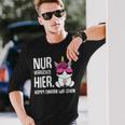 Nurerrückte Hier Komm Einhorn Wir Gehen Sarcasmus Langarmshirts Geschenke für Ihn