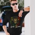 One Love Rasta Reggae Music Headphones Rastafari Reggae Lion Long Sleeve T-Shirt Gifts for Him