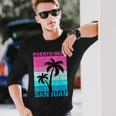 Palm Tree Vintage Family Vacation Puerto Rico San Juan Beach Long Sleeve T-Shirt Gifts for Him