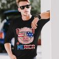 Pig 4Th Of July Merica American Flag Sunglasses Long Sleeve T-Shirt Gifts for Him