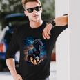 Precioso Caballo Con Cielo Relámpago Caballo Camiseta de manga larga Regalos para él