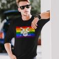 Pride Rainbow Flag Drum Kit Drummer Shadow Long Sleeve T-Shirt Gifts for Him