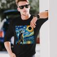 Raccoon Total Solar Eclipse 2024 Van Gogh Raccoon Glasses Long Sleeve T-Shirt Gifts for Him