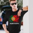 Retro Portugal Flag Patriotic Portuguese Flag Camiseta de manga larga Regalos para él