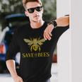 Save The Bees Honeycomb Distress Long Sleeve T-Shirt Gifts for Him
