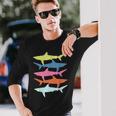 Shark Vintage Summer Beach Surfer Langarmshirts Geschenke für Ihn