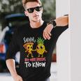 Shh No One Needs To Know Pizza Pineapple Hawaiian Long Sleeve T-Shirt Gifts for Him