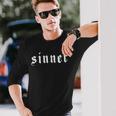 Sinner Sünder Sünderin Occult Grunge Aesthetic Gothic Goth Langarmshirts Geschenke für Ihn