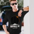 Solar Eclipse 2024 Buffalo Skyline Total Solar Eclipse Long Sleeve T-Shirt Gifts for Him