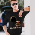 Solar Eclipse 2024 Guinea Pig Wearing Glasses Long Sleeve T-Shirt Gifts for Him