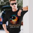 Solar Eclipse 2024 Hippo Wearing Solar Eclipse Glasses Long Sleeve T-Shirt Gifts for Him