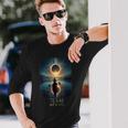 Solar Eclipse 2024 Lake Reflections Texas Solar Eclipse Long Sleeve T-Shirt Gifts for Him