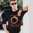 Solar Eclipse 2024 Texas Usa State Totality Path Souvenir Long Sleeve T-Shirt Gifts for Him