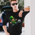 St Patrick's Day Irish Leprechaun Soccer Team Player Long Sleeve T-Shirt Gifts for Him