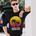 Suns Out Guns Out Retro 80S Beach Scene Palm Tree Sunset Long Sleeve T-Shirt Gifts for Him