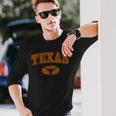 Texas Pride Varsity Town Blank Space Distressed Long Sleeve T-Shirt Gifts for Him