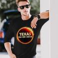 Texas Solar Eclipse 2024 April 8 Totality Texas Long Sleeve T-Shirt Gifts for Him