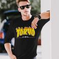 Tokyo Japan Trasher Yellow Orange And Black Flame Long Sleeve T-Shirt Gifts for Him