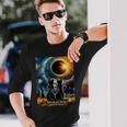 Total Solar Eclipse April 8 2024 Van Gogh Cat Lovers Long Sleeve T-Shirt Gifts for Him