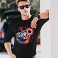 Total Solar Eclipse Cat Colorful Long Sleeve T-Shirt Gifts for Him