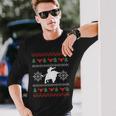 Ugly Christmas Bull Riding Cowboy Country Bull Rider Long Sleeve T-Shirt Gifts for Him