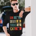 Un Deux Trois Cat Vintage French Joke Cat Lovers Long Sleeve T-Shirt Gifts for Him