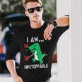 I Am Unstoppable T-Rex Dinosaur Claw Grabber Xmas Long Sleeve T-Shirt Gifts for Him